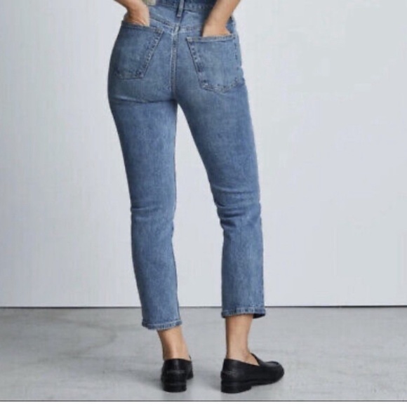 Everlane High Rise Straight Ankle Jean, Medium Blue - Picture 2 of 8